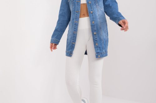 Długa kurtka jeansowa z kieszeniami