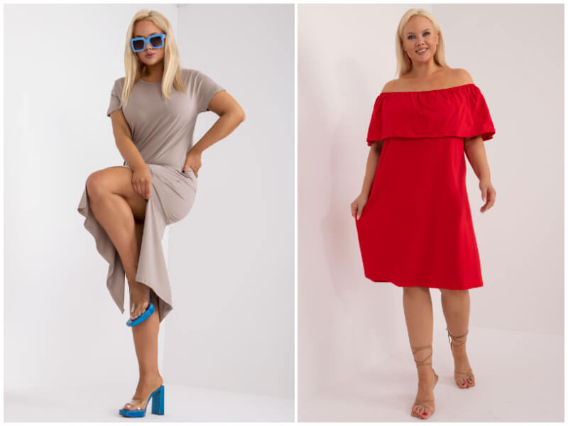 Odkryj modne duże rozmiary sukienek z kolekcji hurtowej.